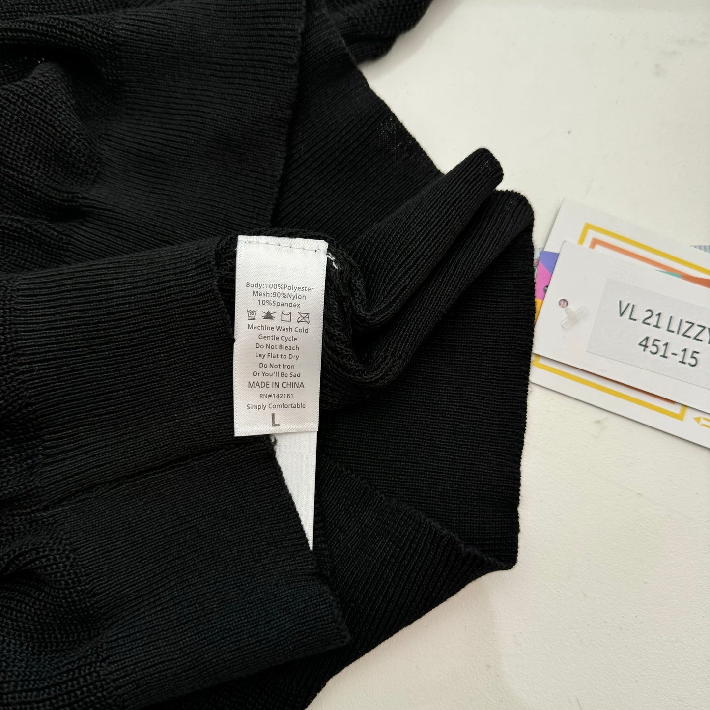 LuLaRoe Vault | LIZZY Long Sleeve Mesh Sweater | Size: L (12-14) | Black | Solid | NWT