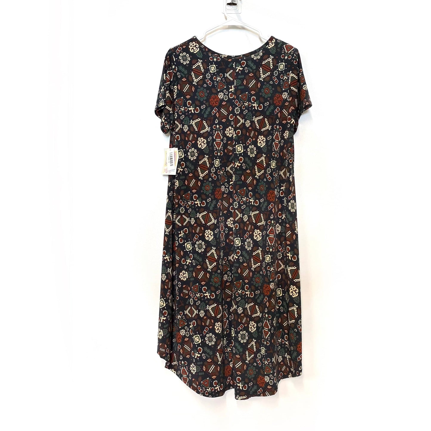 LuLaRoe Womens M Blue/Green/Orange Aztec 'Carly' S/s Swing Dress NWT