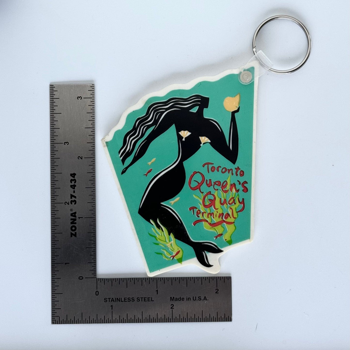 Vintage ’Toronto Queen’s Quay Terminal’ Keychain Key Ring Large Rubber