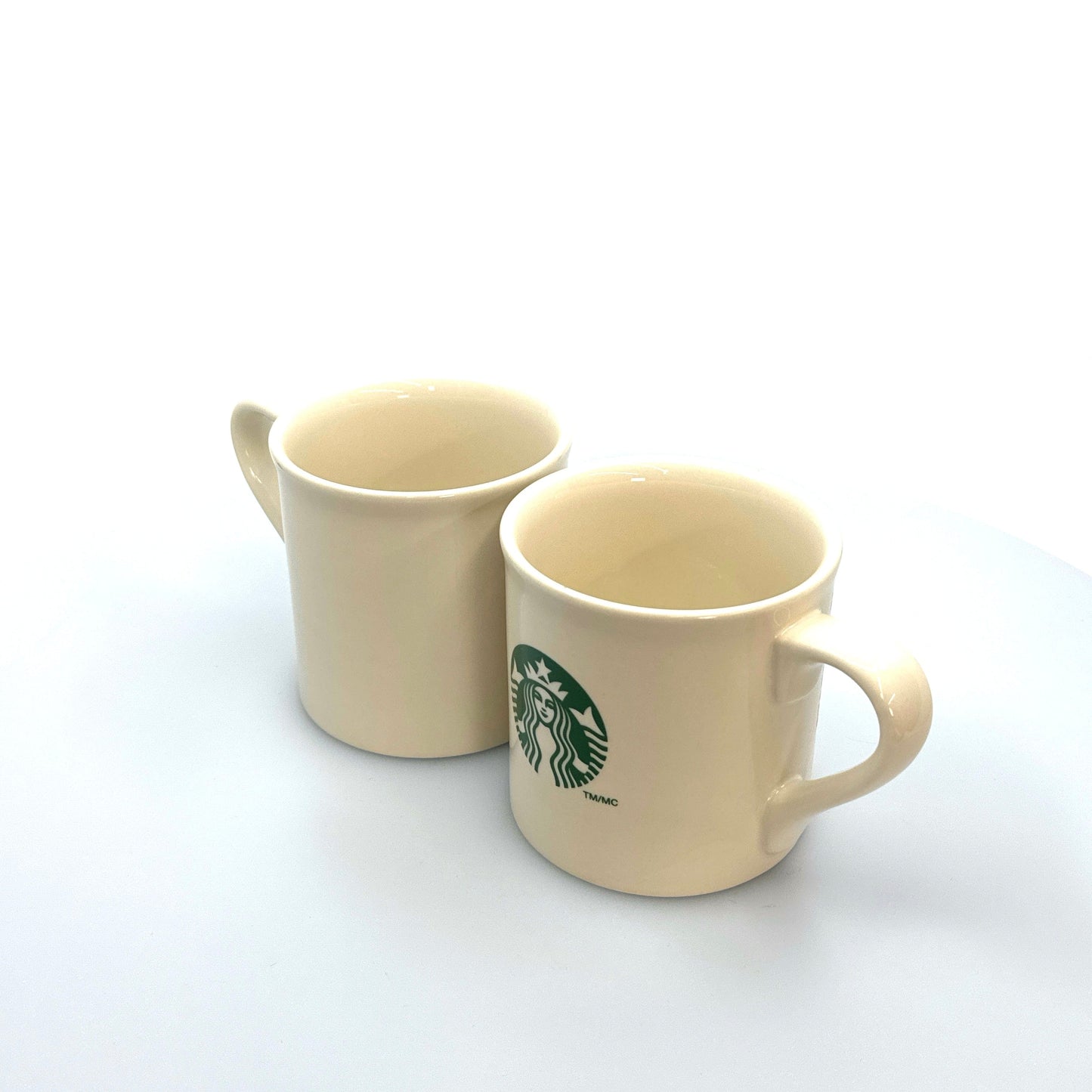 Set of 2 Starbucks Classic Green Mermaid Logo Porcelain 16oz, Pre-Owned