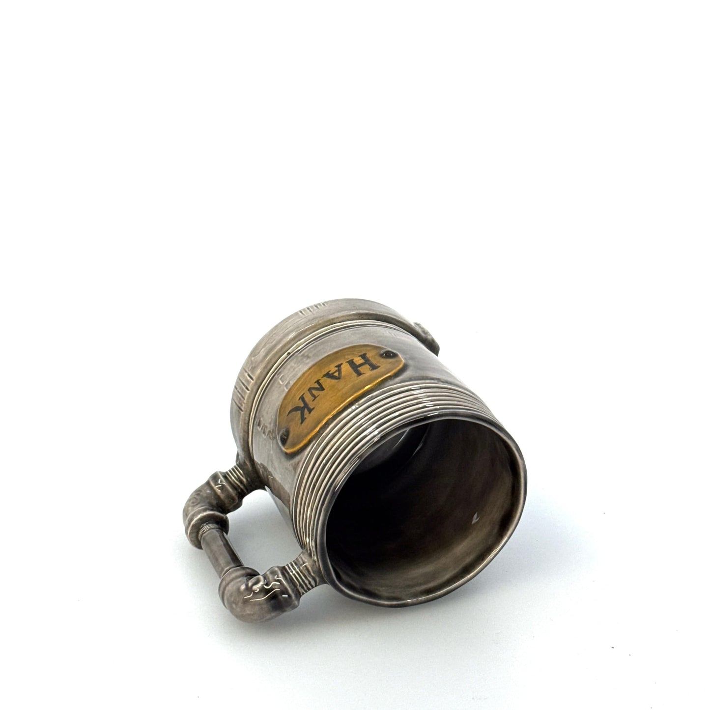 Personalized | Threaded Pipe ‘Hank’ Ceramic Coffee Mug | Color: Gray | Size: 10 fl oz