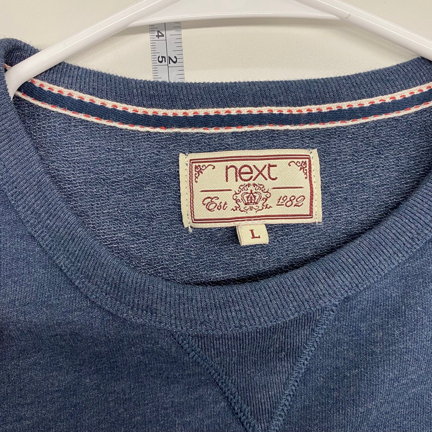 Next Mens Size L Grayish Blue Pullover Elbow-Patch Sweatshirt L/s