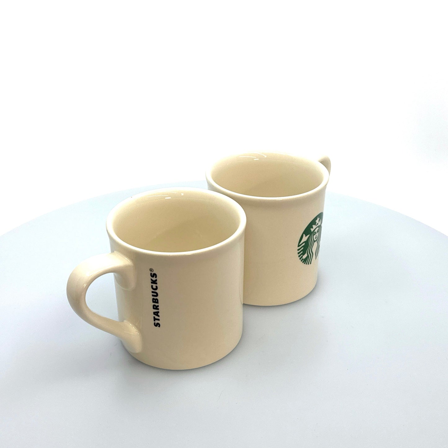 Set of 2 Starbucks Classic Green Mermaid Logo Porcelain 16oz, Pre-Owned