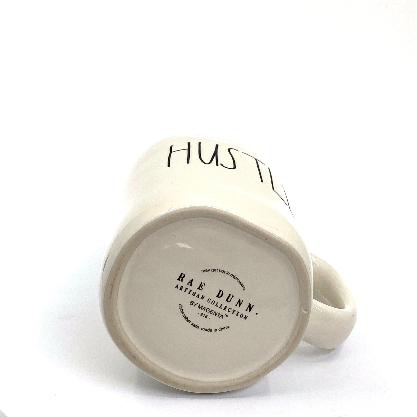 Rae Dunn Artisan Collection ‘HUSTLE’ Large Letter White Coffee Cup Mug By Magenta