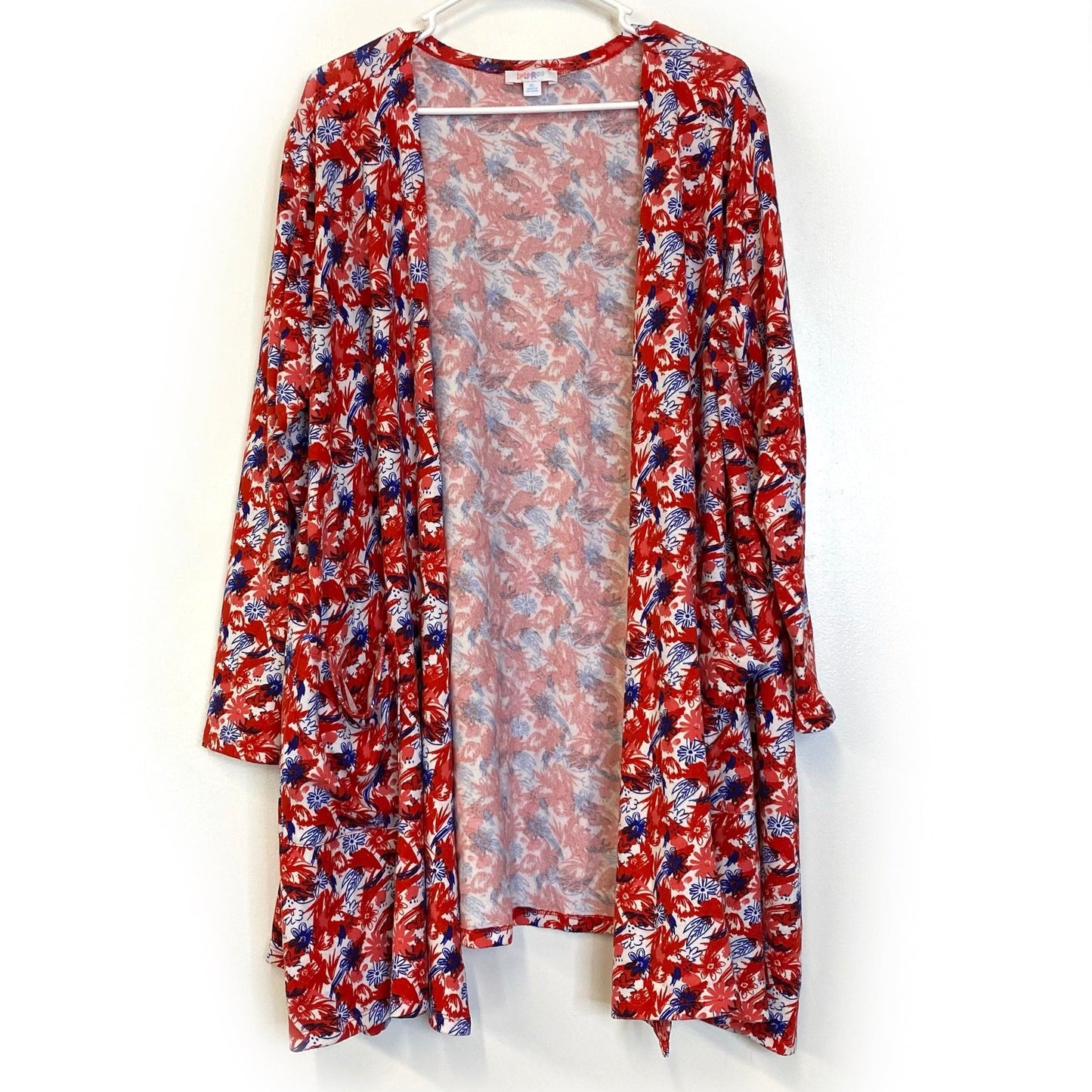 LuLaRoe Womens XL Red/White/Blue Caroline Organic Pattern L/s | NWT