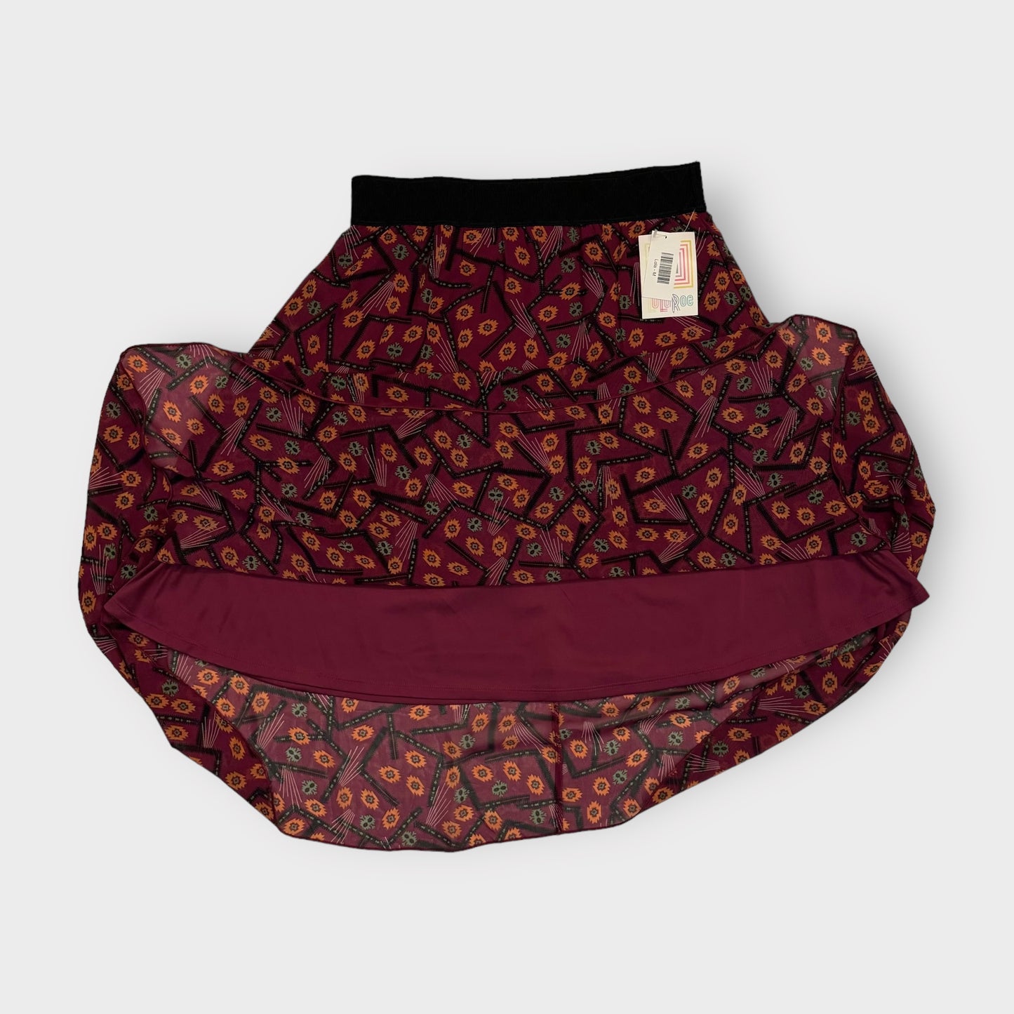 LuLaRoe Lined Lola Skirt | M | Purple/Yellow/Black Southwestern | NWT