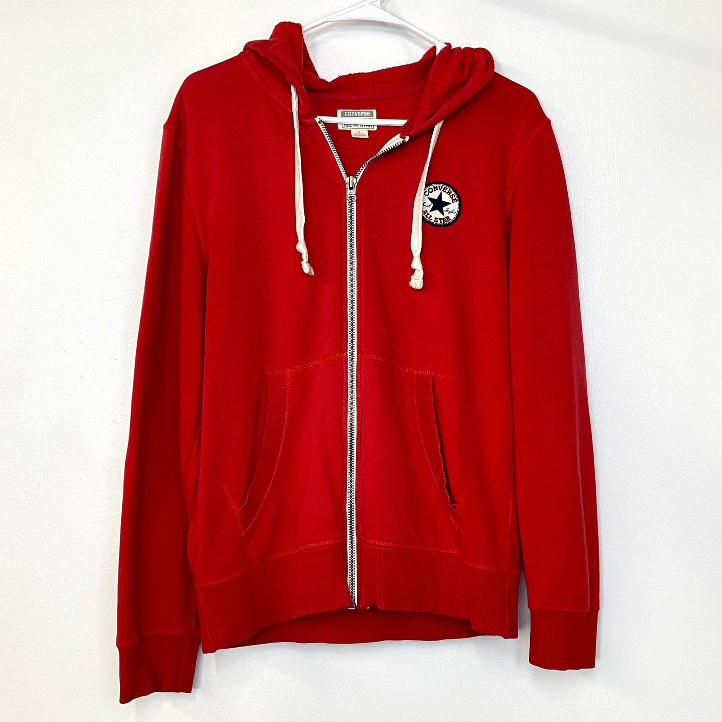 Converse All*Star Mens Size M Red Full Zip-Up Sweatshirt L/s