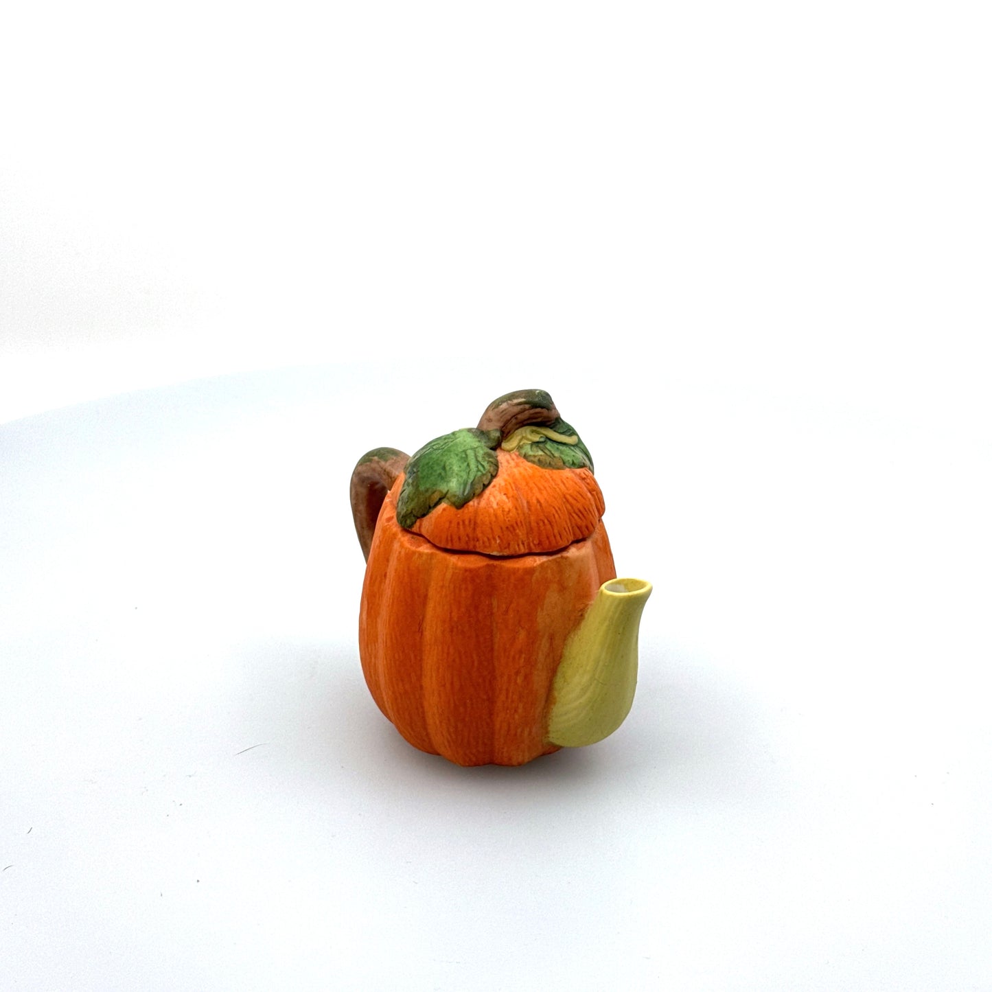 Handpainted | Miniature Pumpkin Teapot | Color: Orange | Pre-Owned/Vintage