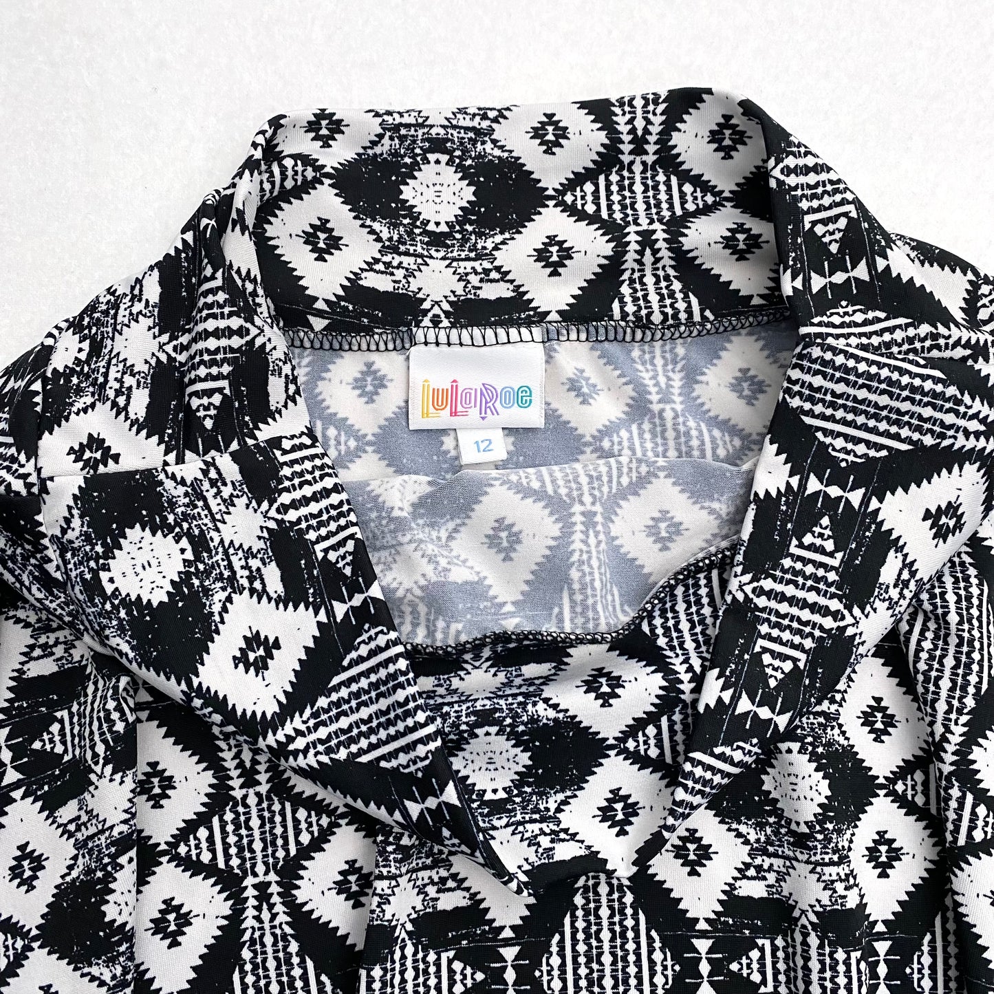 LuLaRoe Kids Azure A-Line Skirt | 12 (12-14) | Black/White Southwestern Pattern | NWT
