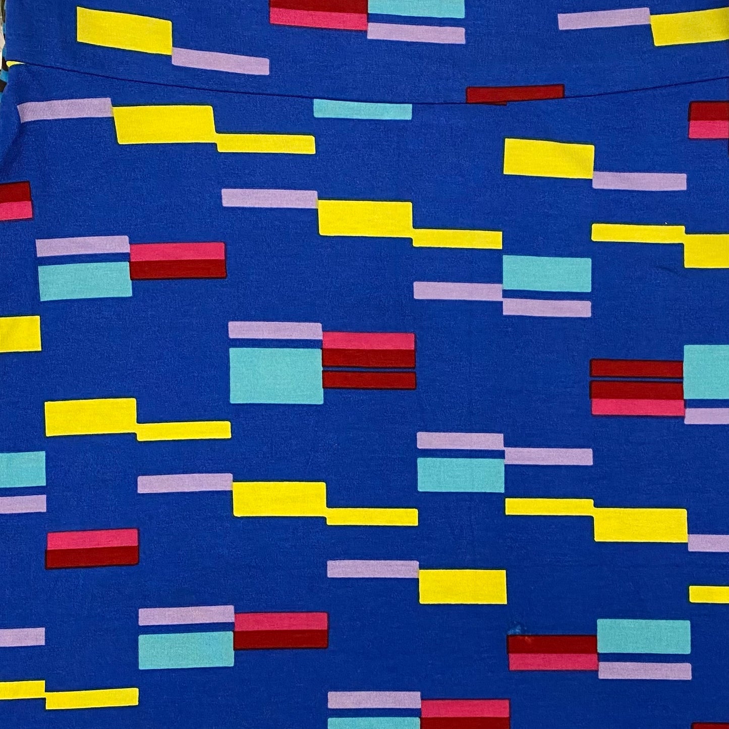 LuLaRoe Azure Skirt | XL (14-16) | Blue/Multicolor Geometric | A-Line | NWT