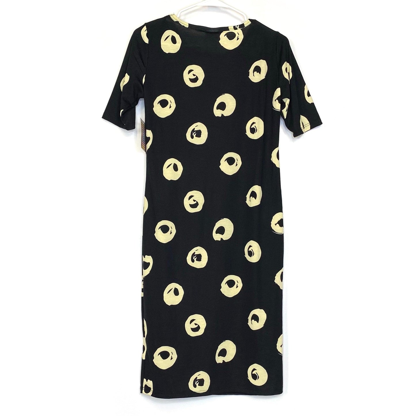 LuLaRoe Julia Bodycon Dress | S (4-6) | Black/Cream | Circles | NWT