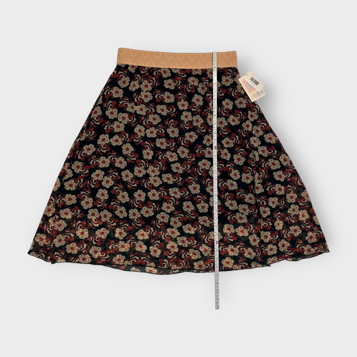 LuLaRoe Lined Lola Skirt | M | Buttermilk/Blue Floral | NWT