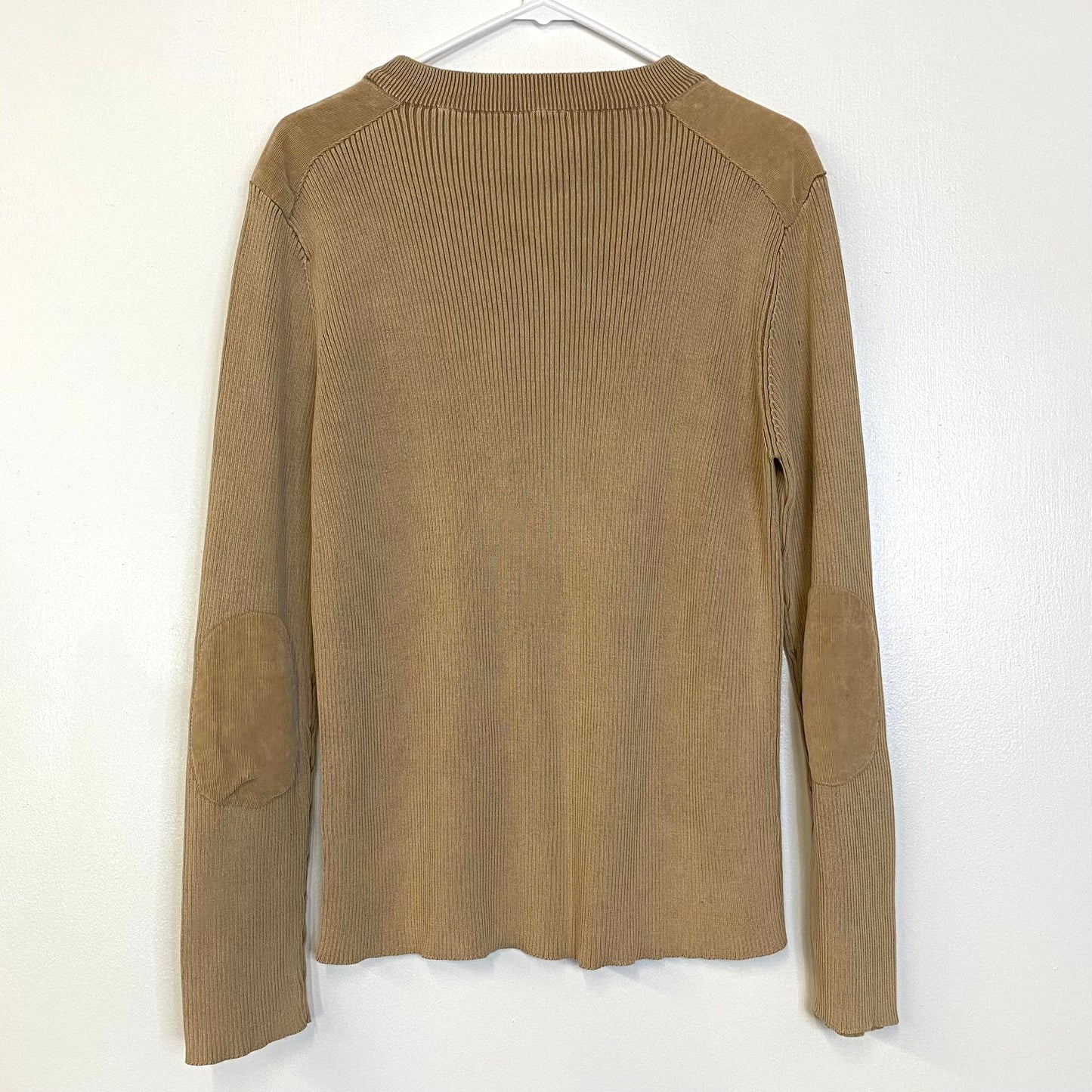 J.Crew Mens Size XL Beige Sweater w/Corduroy Patches L/s Pre-Owned