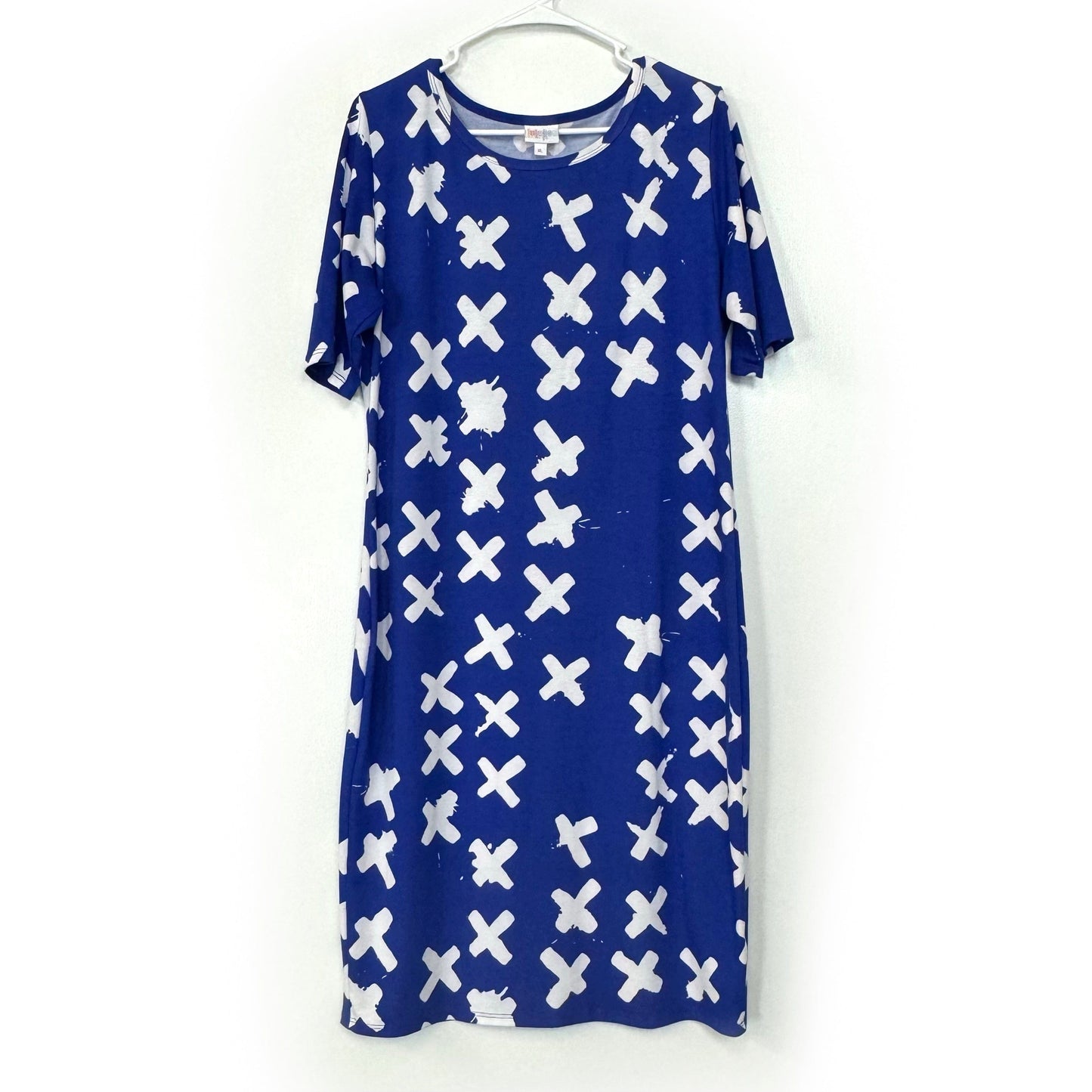 LuLaRoe Julia Bodycon Dress | XL (16-18) | Blue/White | Floral | Pre-Owned