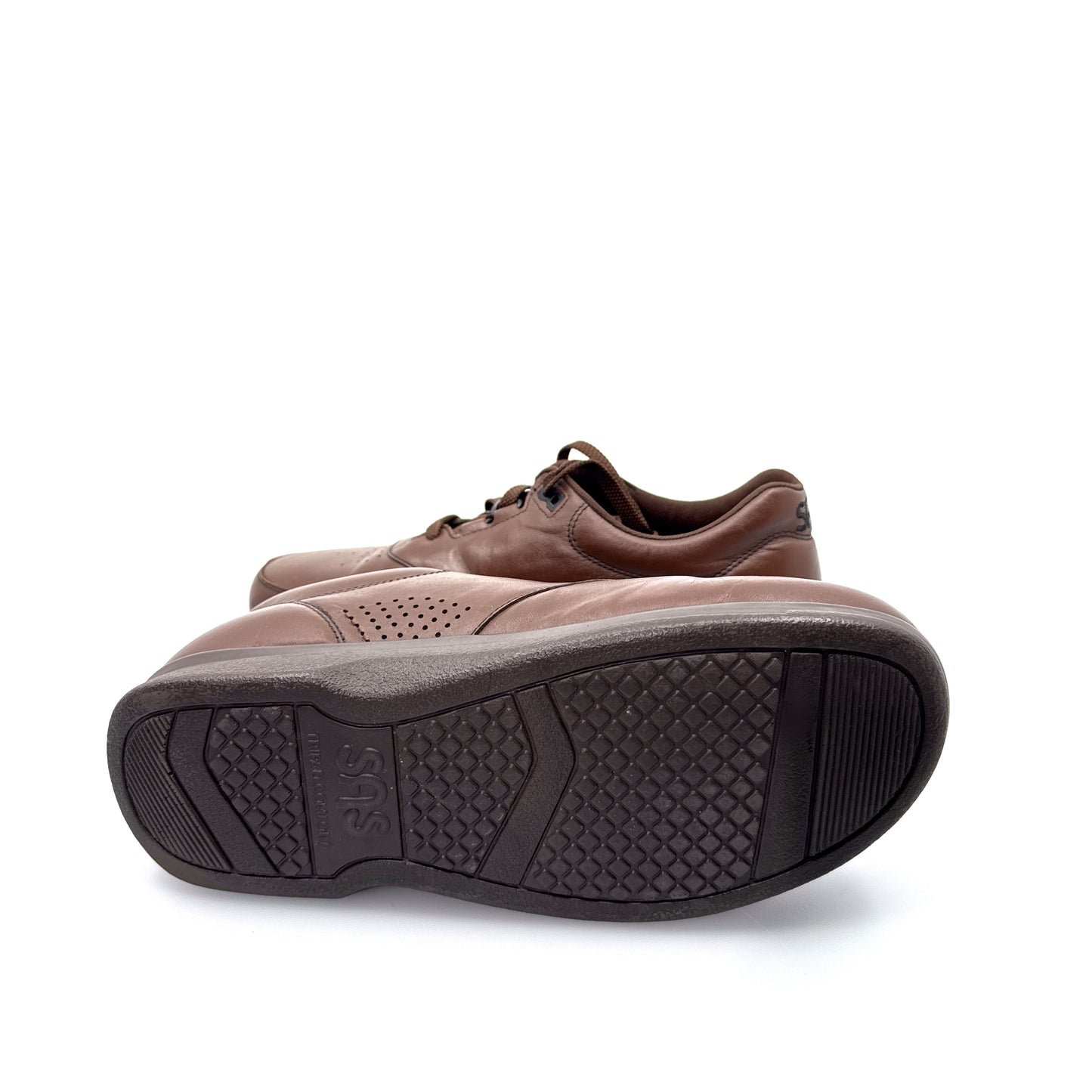 SAS Time Out Walking Shoes - 9.5W - Cushioned Support - Brown Leather Comfort Sneakers