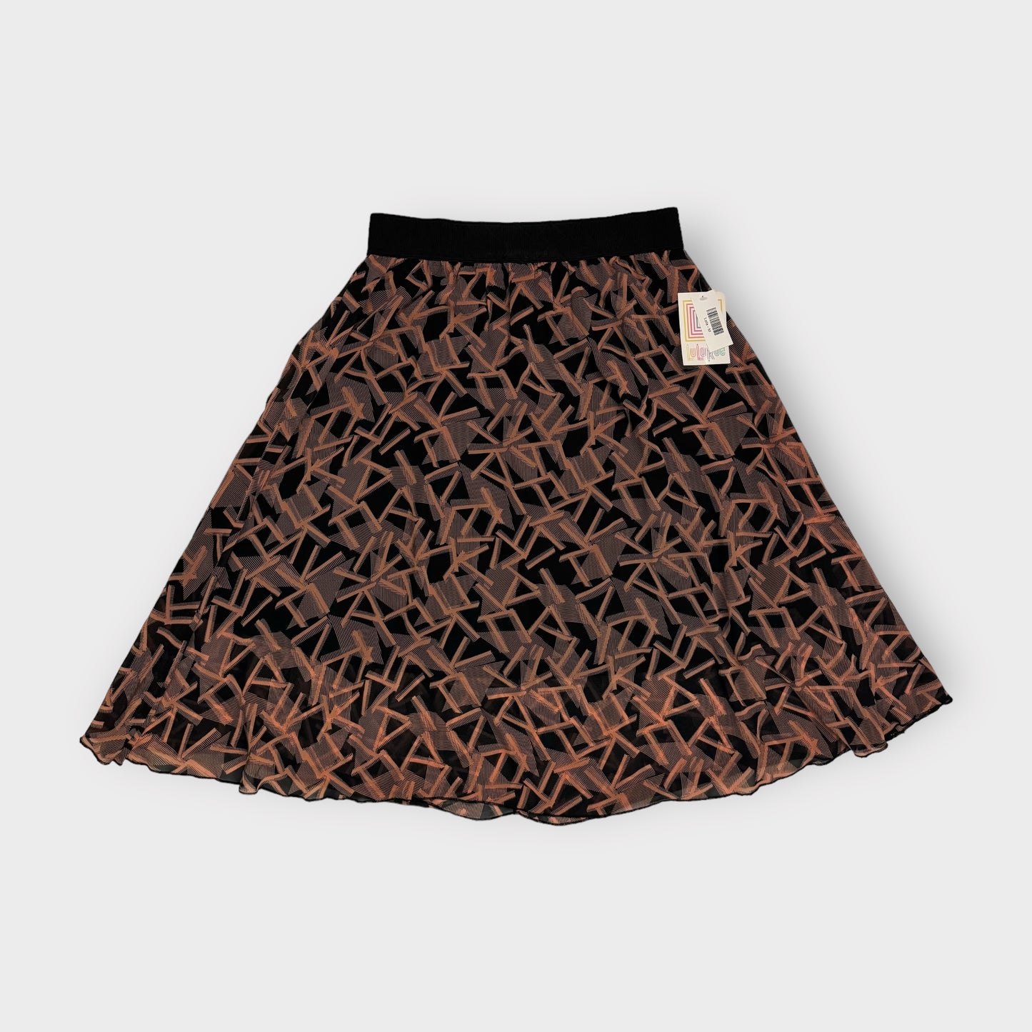 LuLaRoe Lined Lola Skirt | M | Gold/Black Geometric | NWT