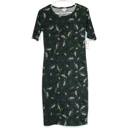 LuLaRoe Julia Bodycon Dress | S (4-6) | Green/Gray/White | Floral | NWT
