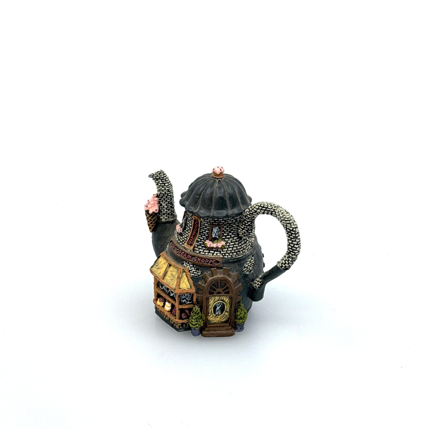 Hometown Teapot Cottages | ‘Ice Cream Shoppe’ Miniature | Color: Multicolor | Vintage