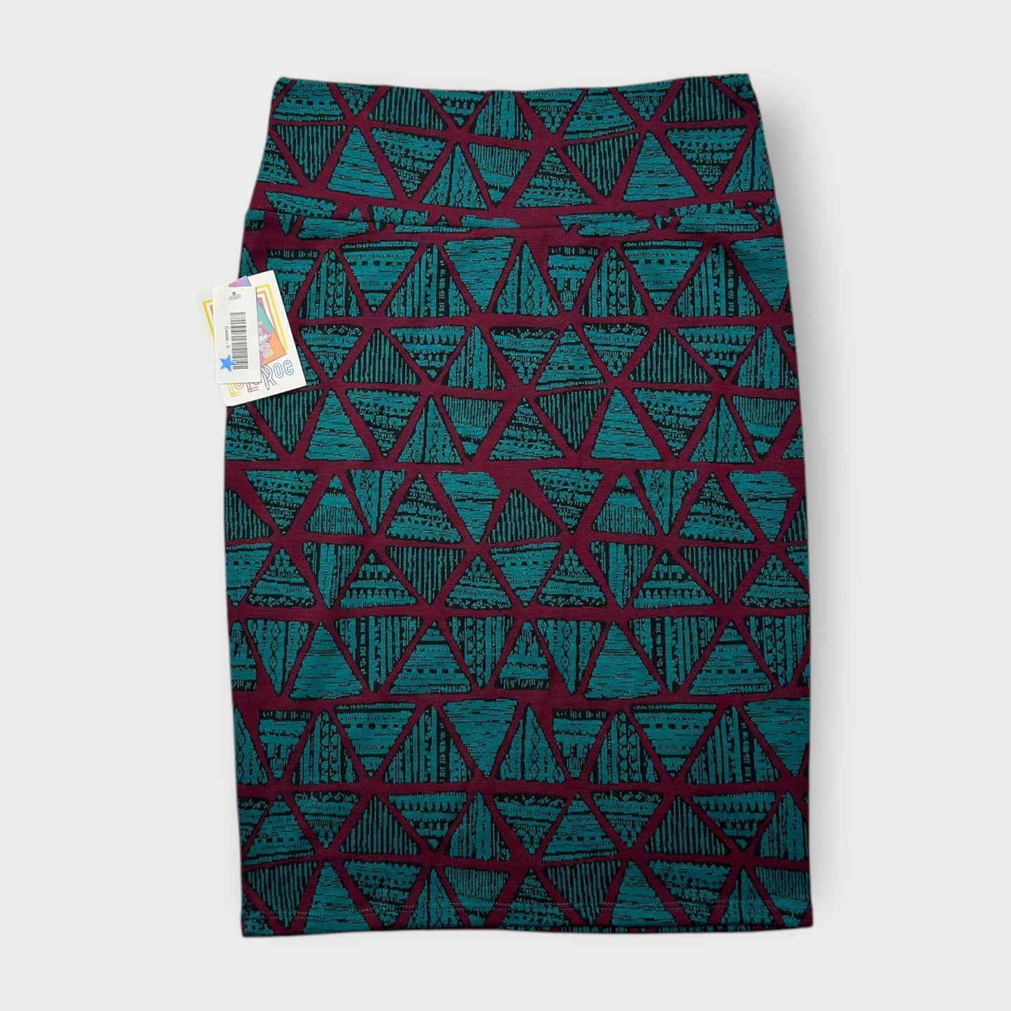LuLaRoe Cassie Pencil Skirt - Purple & Green Triangles - Women's S (6-8) - NWT