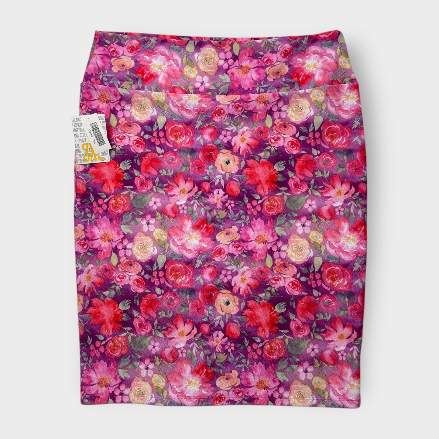 LuLaRoe Cassie Pencil Skirt - Purple/Red Watercolor Floral - Women's 3XL (24-26) - NWT