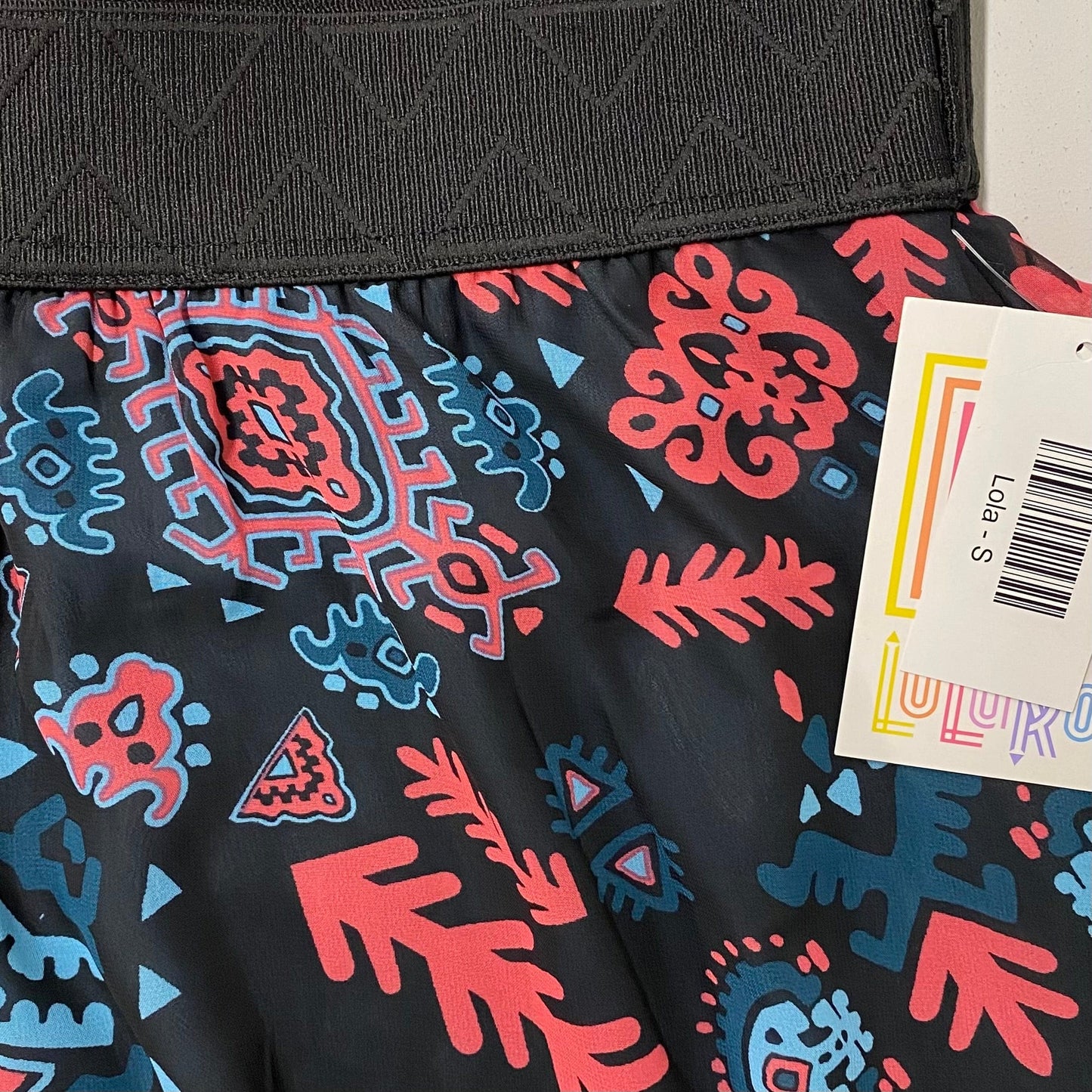LuLaRoe Lined Lola Skirt | S | Red/Black Tribal | NWT