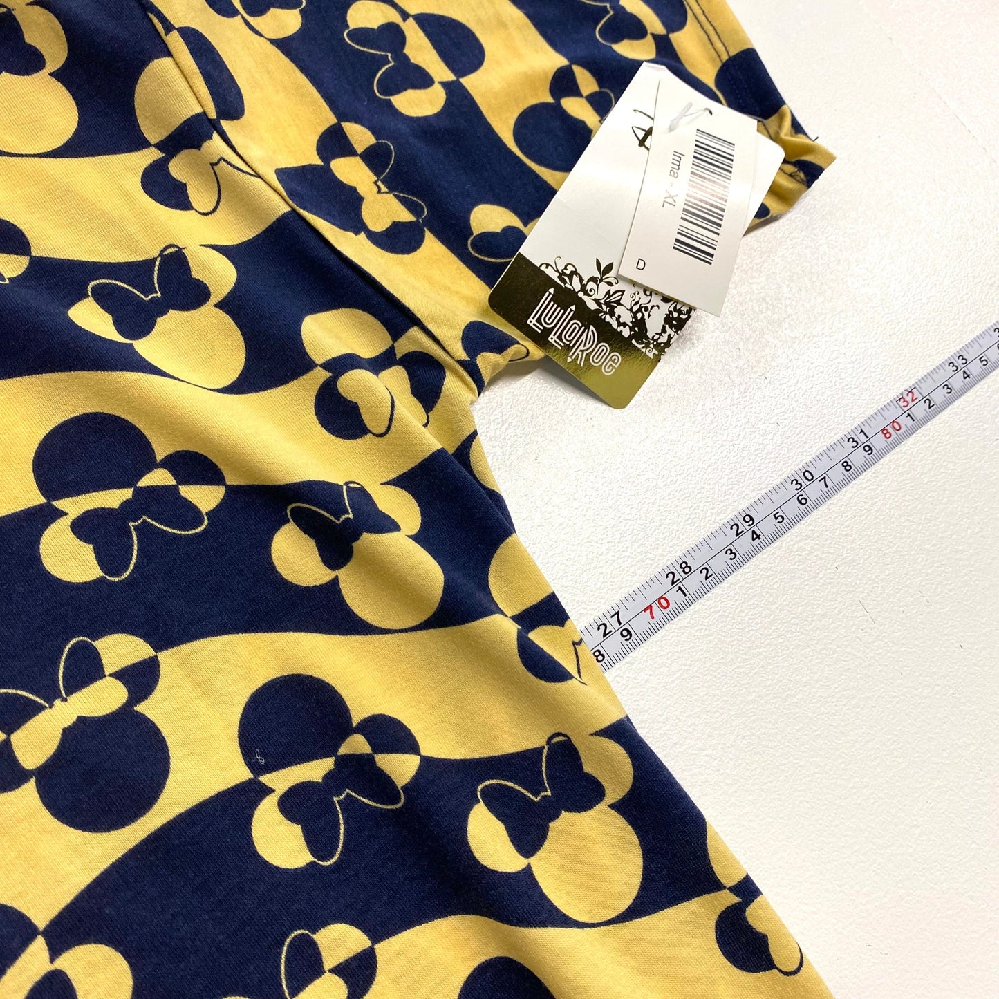 LuLaRoe Disney | ‘Minnie Mouse’ Positive/Negative Irma S/s Tunic Top | Color: Dark Blue/Yellow | Size: XL | NWT