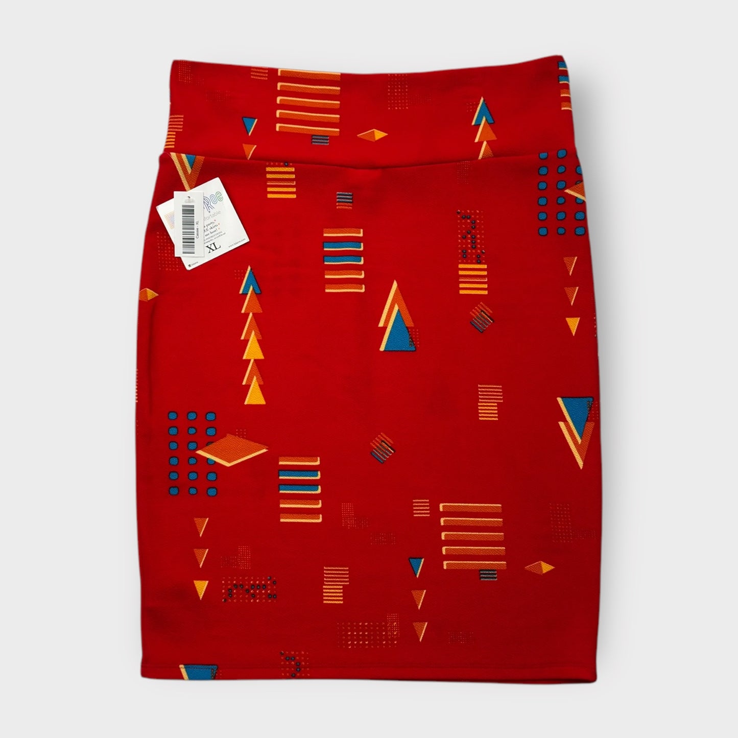 LuLaRoe Cassie Pencil Skirt - Red Geometric - Women's XL (18-20) - NWT