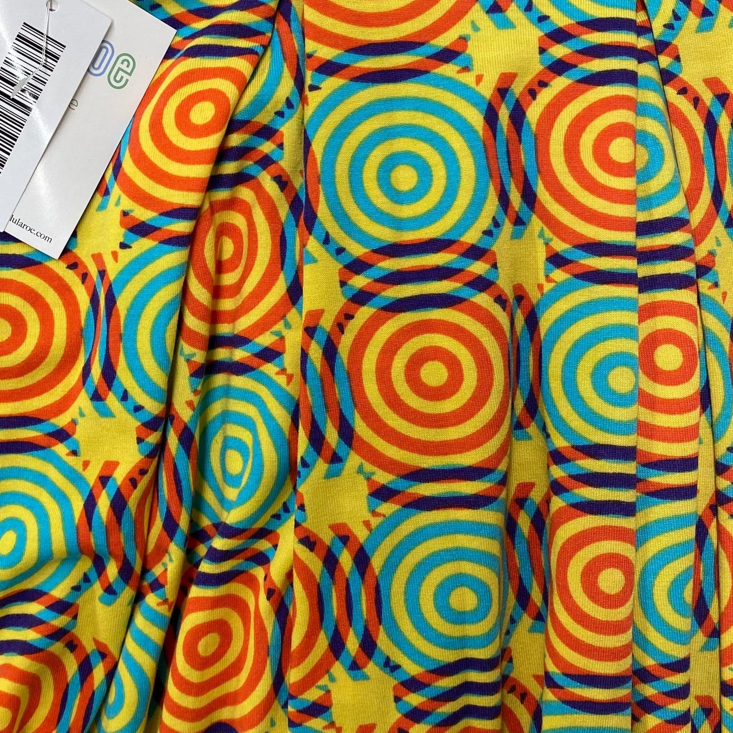 LuLaRoe Madison Pleated Skirt w/Pockets | XS (2-4) | Blue/Orange/Yellow Swirls | NWT