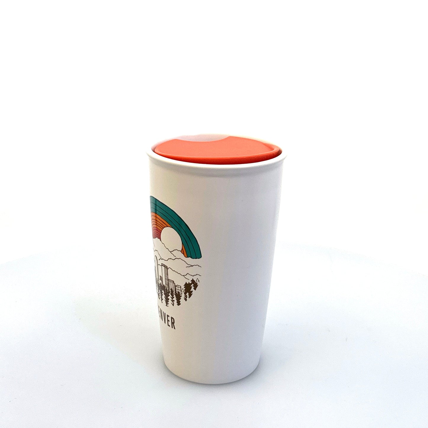 Starbucks | Denver Colorado Rainbow Mug w/Lid | Color: White/Orange | Size: 12 fl oz | Pre-Owned