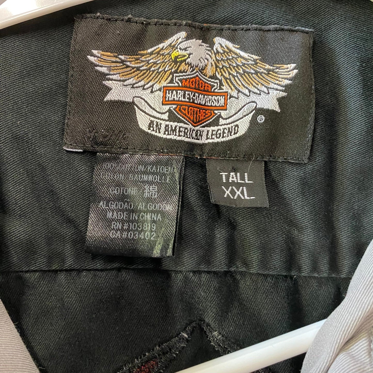 Harley-Davidson Men's Tall XXL Black & Gray Colorblock Button-Up Shirt - Short Sleeve