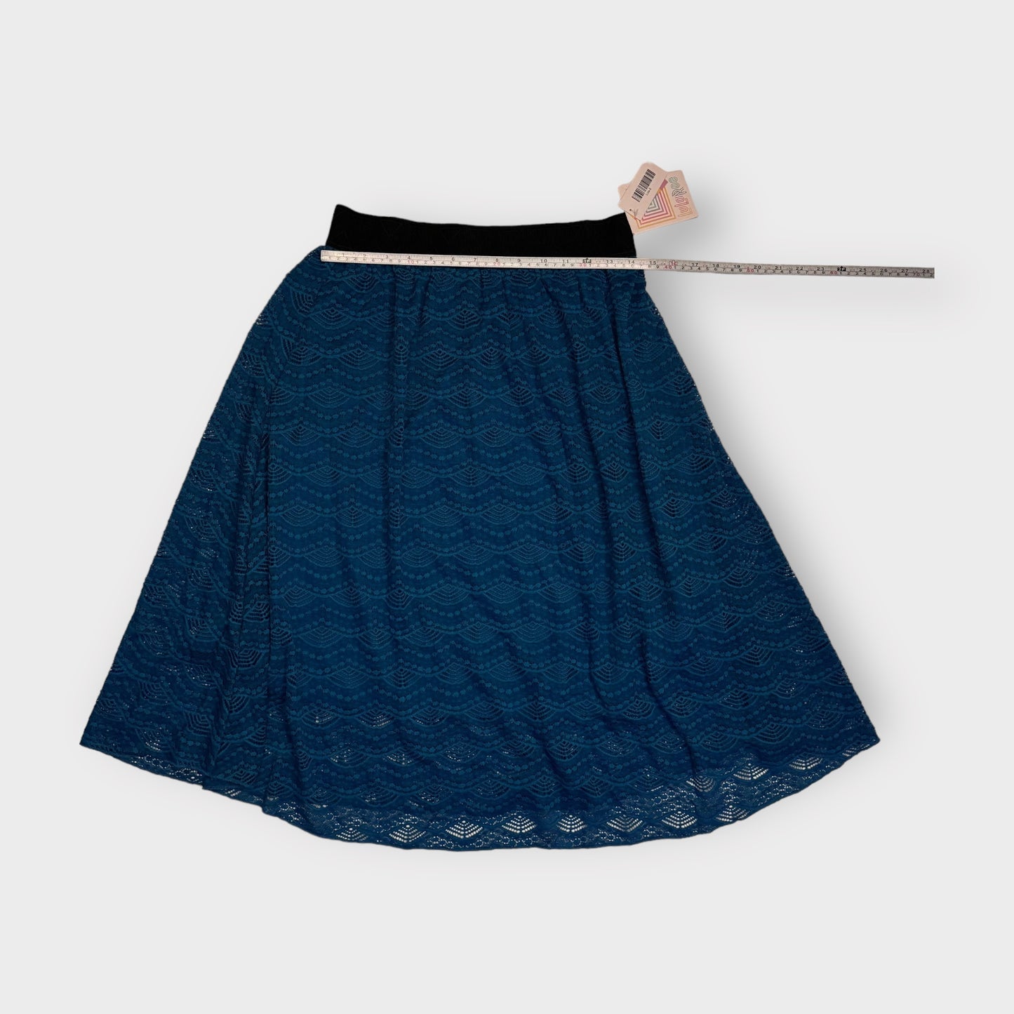 LuLaRoe Lined Lace Lola Skirt | S | Blue/black | NWT