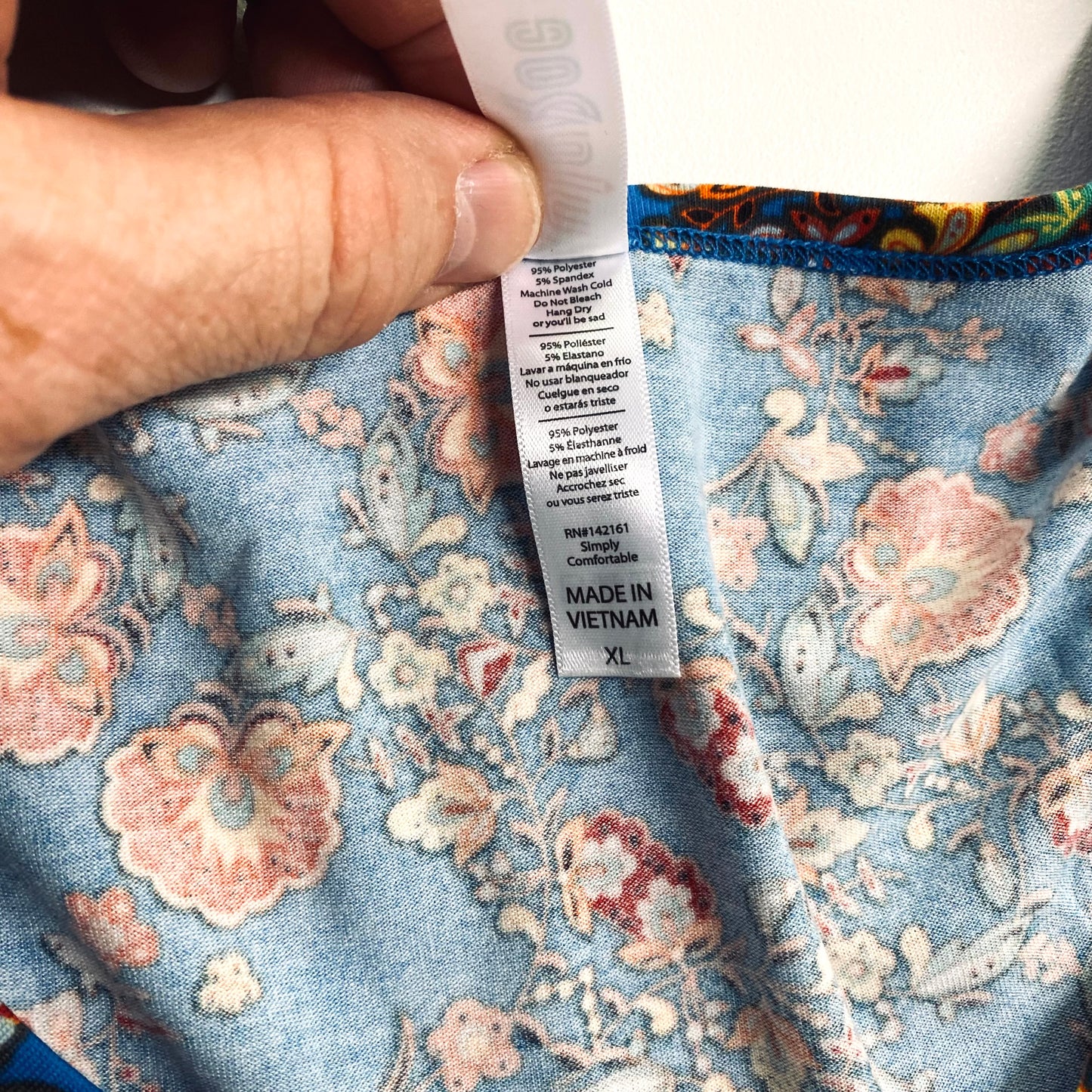 LuLaRoe Womens XL Sky Blue Orange Floral Classic T S/s Top | NWT