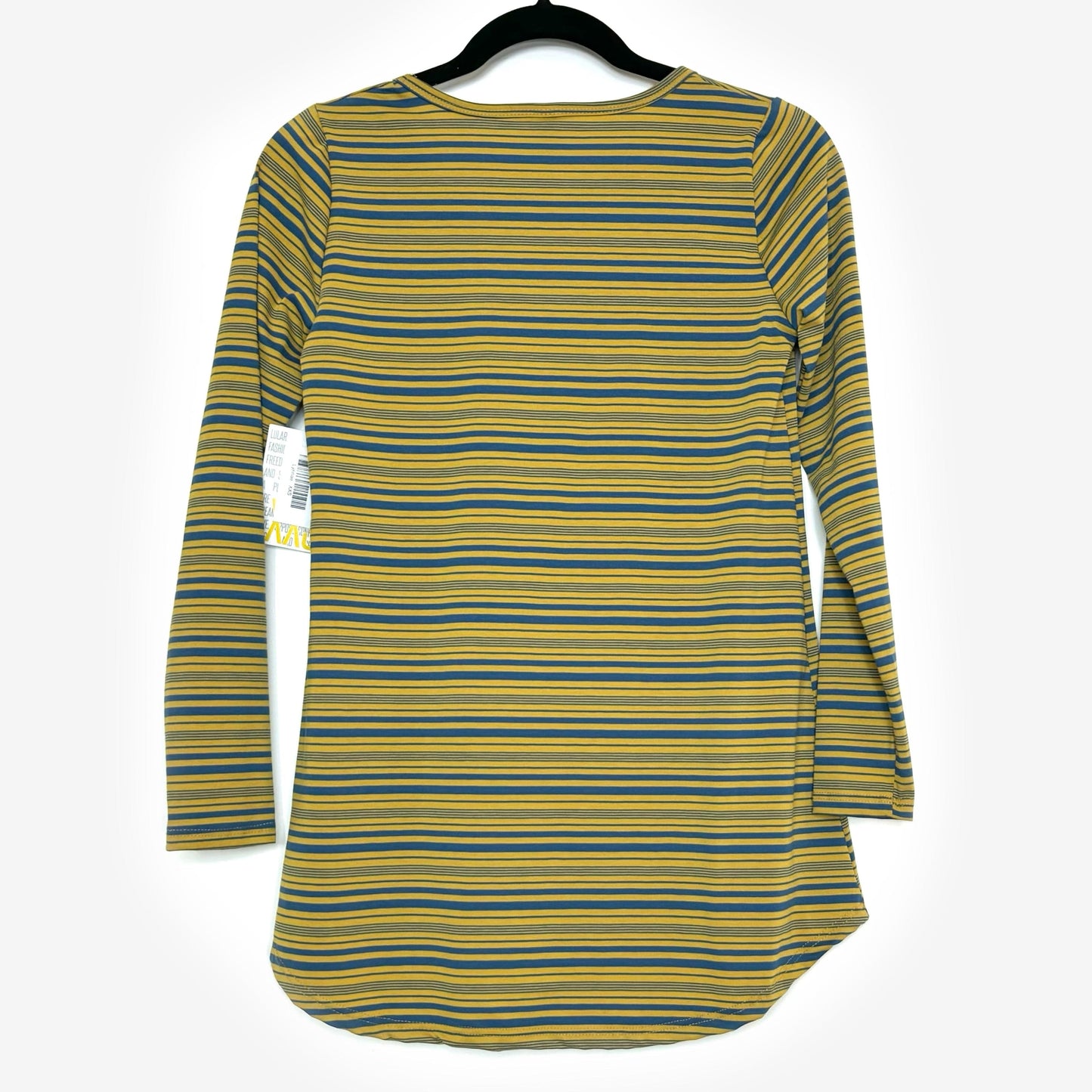 LuLaRoe Vault | Lynnae High-Low L/s Top | Size: XXS (00-0) | Yellow/Blue | Striped | NWT