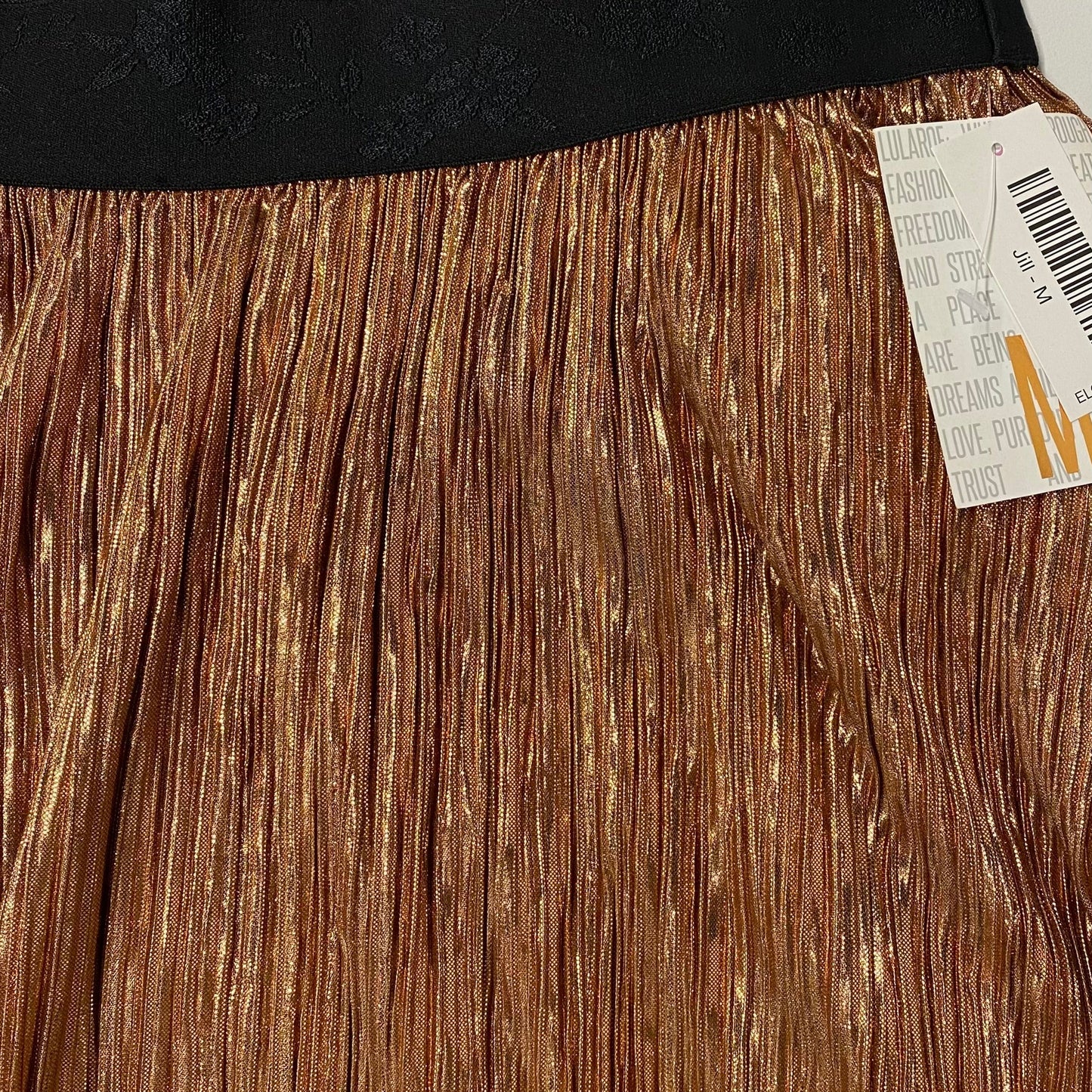 LuLaRoe Elegant Jill Accordion Skirt | M | Gold/black | NWT