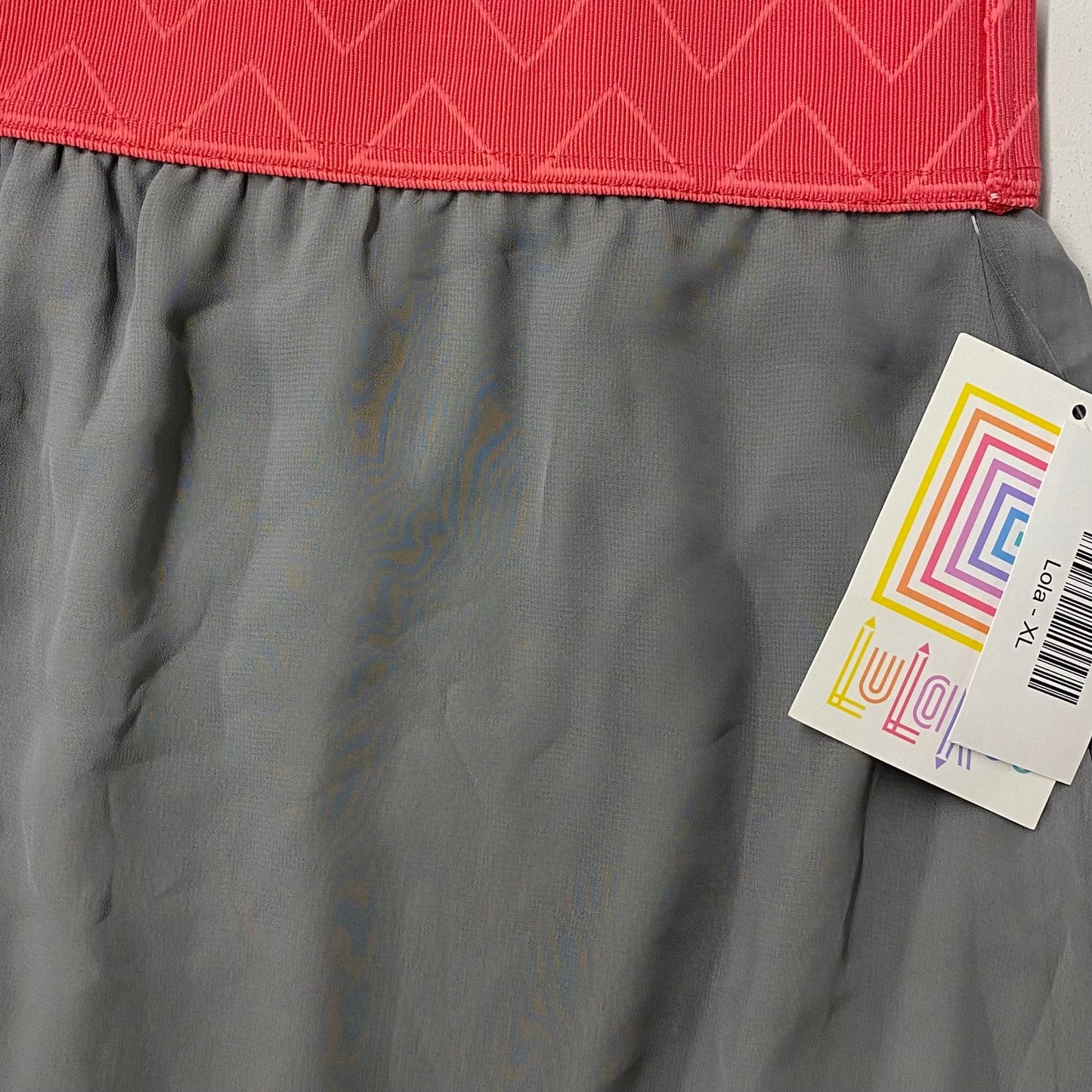 LuLaRoe Lined Lola Skirt | XL | Pink/Gray Colorblock | NWT