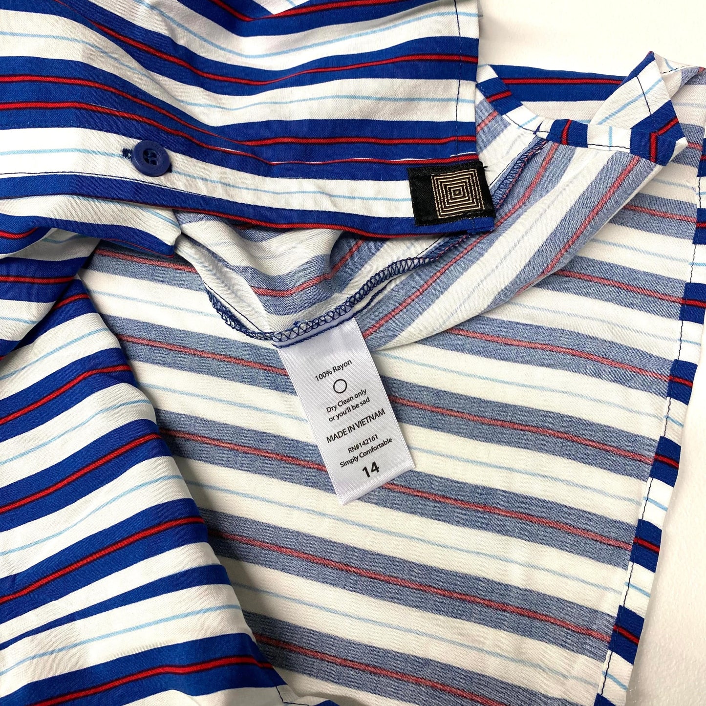 LuLaRoe Boys 14 Red/White/Blue Striped ‘Thor’ S/s Button-Up Shirt NWT