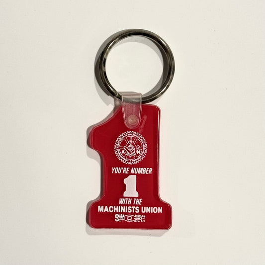 Vintage ‘IAM - Machinists’ Keychain Key Ring Red Soft Touch #1, Local 828