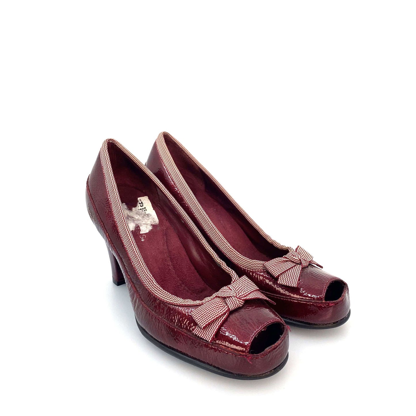 AEROSOLES BENEFIT Womens Size 5.5 Maroon Red Peep Toe Bow Pumps Heels Shoes - | Buy at Parsimony Shoppes