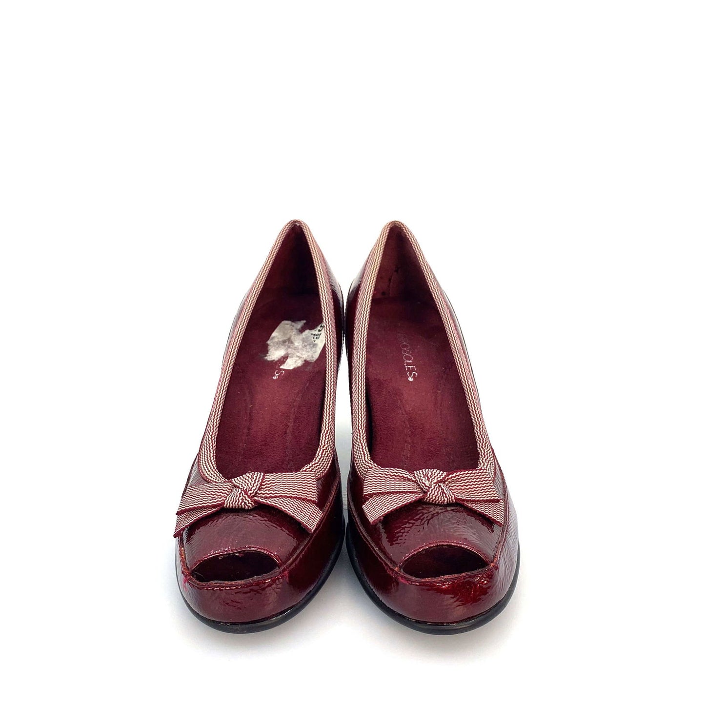 AEROSOLES BENEFIT Womens Size 5.5 Maroon Red Peep Toe Bow Pumps Heels Shoes - | Buy at Parsimony Shoppes