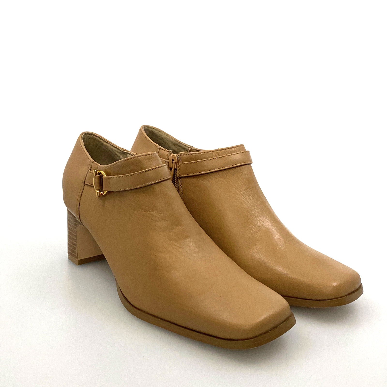 Beige Leather Booties for Women Stylish Ankle Height Casual Comfort Beige Leather Booties for Women Stylish Ankle Height Casual Comfort