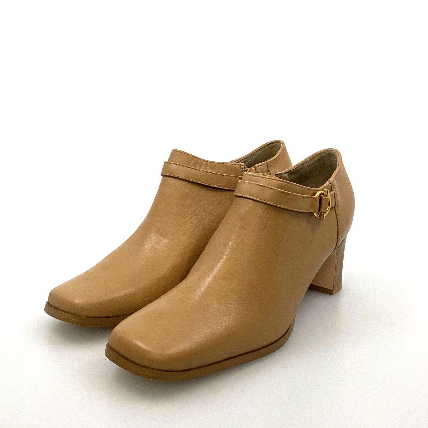 AJ Valenci Womens Size 6M Beige Leather Booties Boots Shoes Side Zipper - | Buy at Parsimony Shoppes