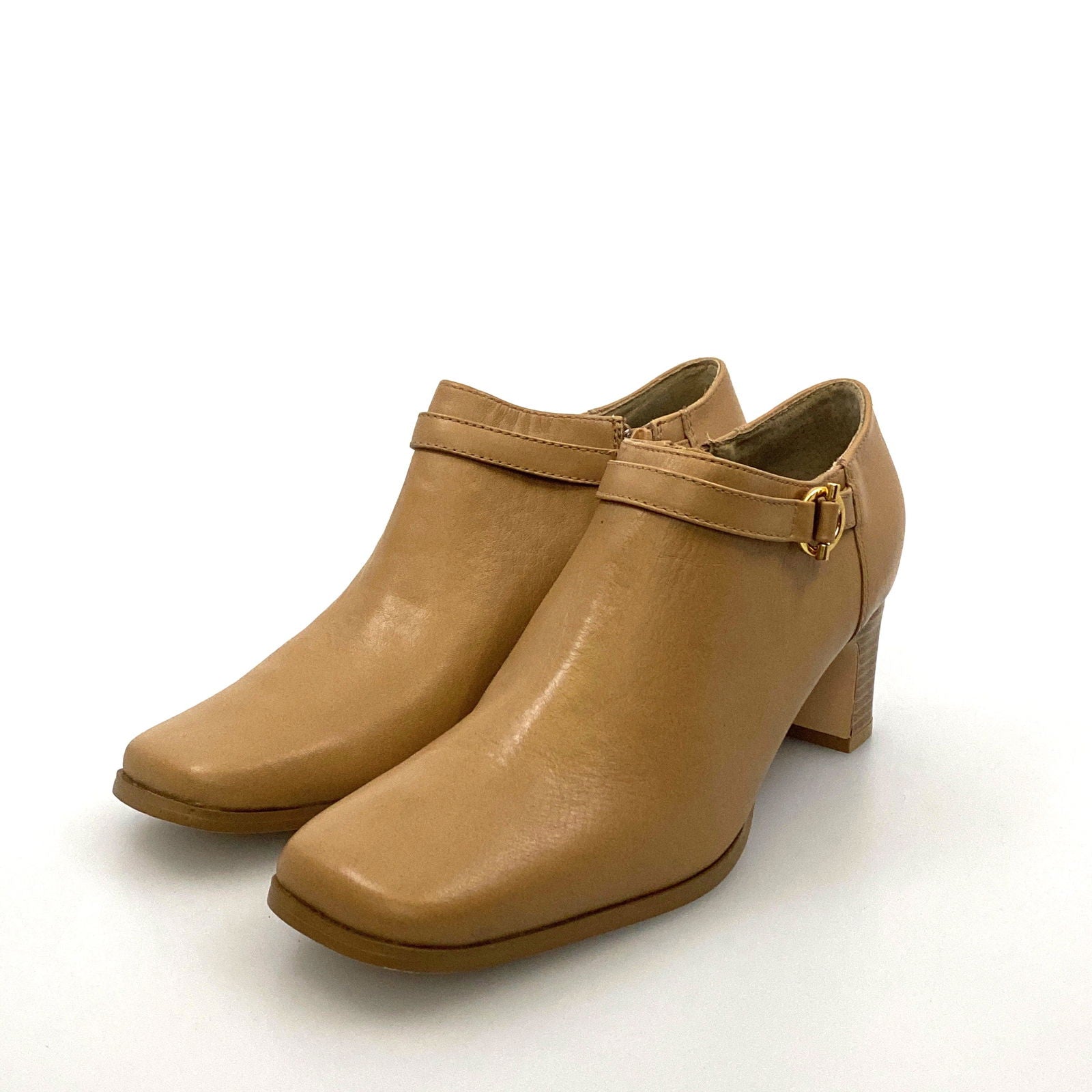 AJ Valenci Womens Size 6M Beige Leather Booties Boots Shoes Side Zipper -  | Buy at Parsimony Shoppes
