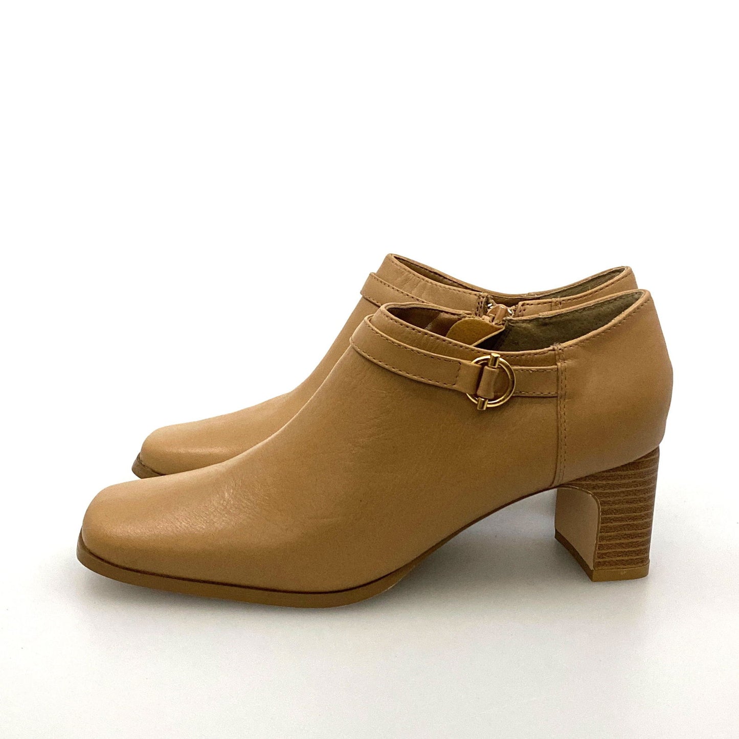 AJ Valenci Womens Size 6M Beige Leather Booties Boots Shoes Side Zipper - | Buy at Parsimony Shoppes