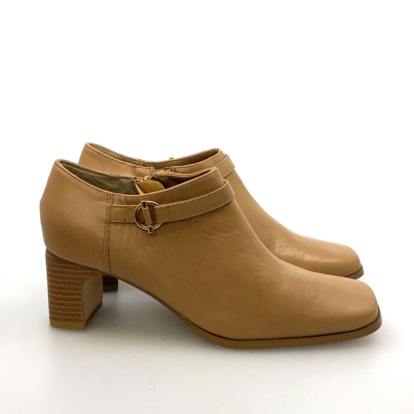 AJ Valenci Womens Size 6M Beige Leather Booties Boots Shoes Side Zipper - | Buy at Parsimony Shoppes