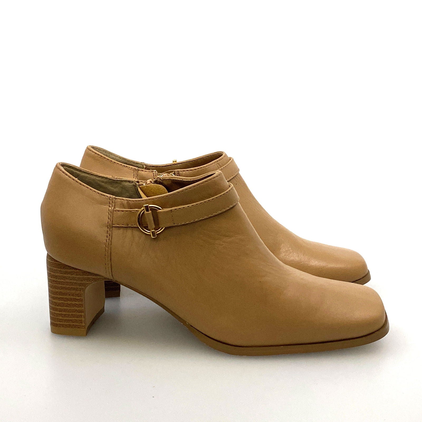 AJ Valenci Womens Size 6M Beige Leather Booties Boots Shoes Side Zipper -  | Buy at Parsimony Shoppes