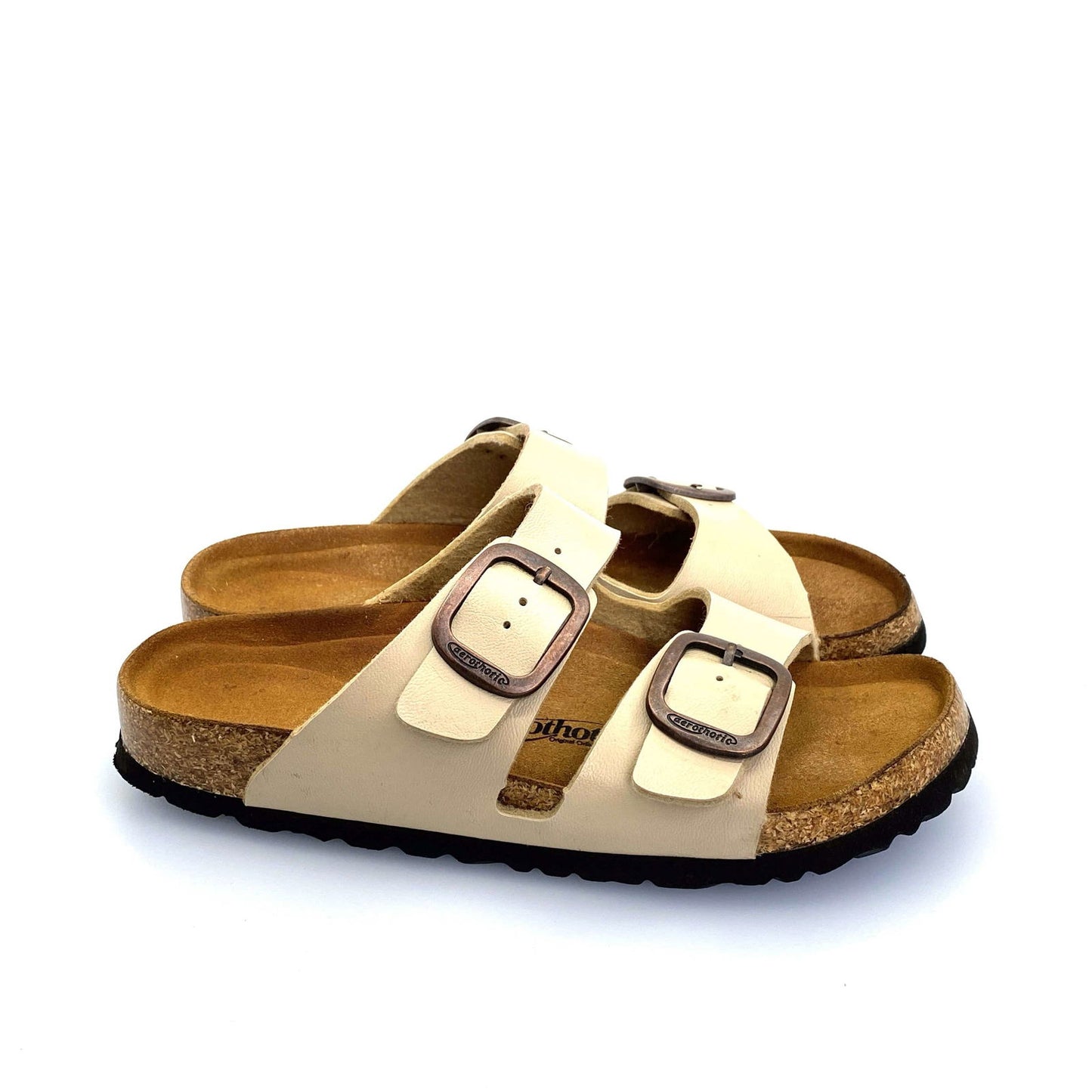 Aerothotic Womens Size 37 (6.5) Nude Leather Orthotic Comfort Sandals Pre-Owned - | Buy at Parsimony Shoppes