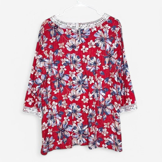Alfred Dunner Womens Size 18W Floral Pattern Shirt Blouse L/s