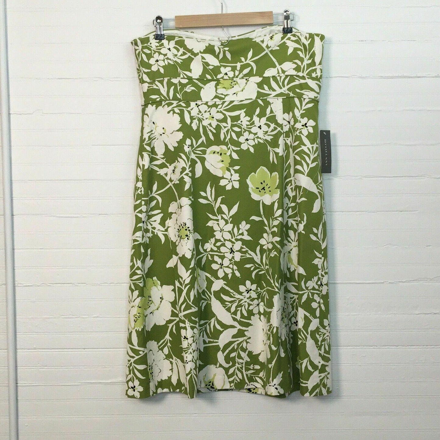 Ann Taylor | Summer Floral Strapless Knee Length Dress | Color: Green | Size: 14 | NWT - | Buy at Parsimony Shoppes