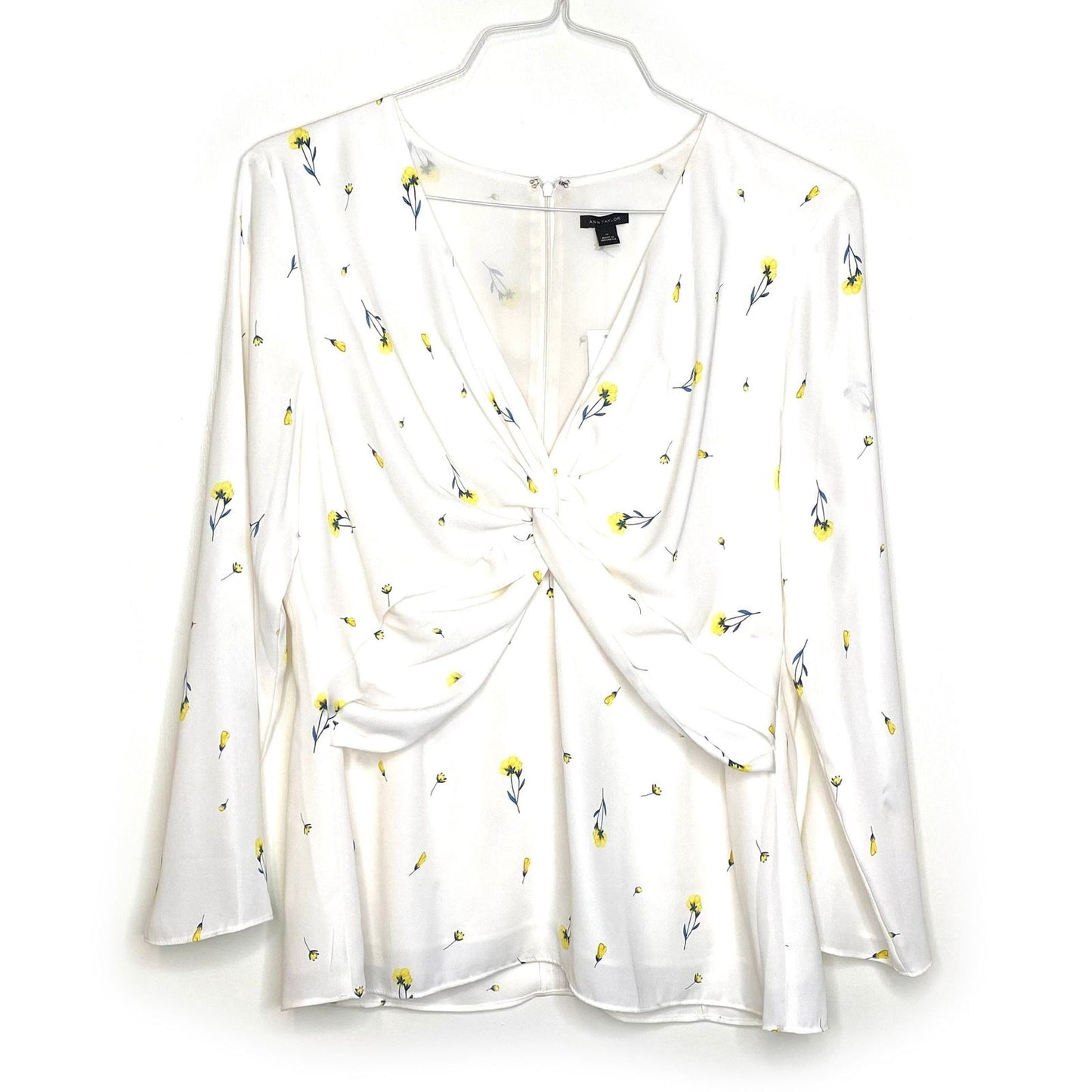 Ann Taylor Womens Size 16 White Floral Blouse Top Twist Shirt NWT - | Buy at Parsimony Shoppes