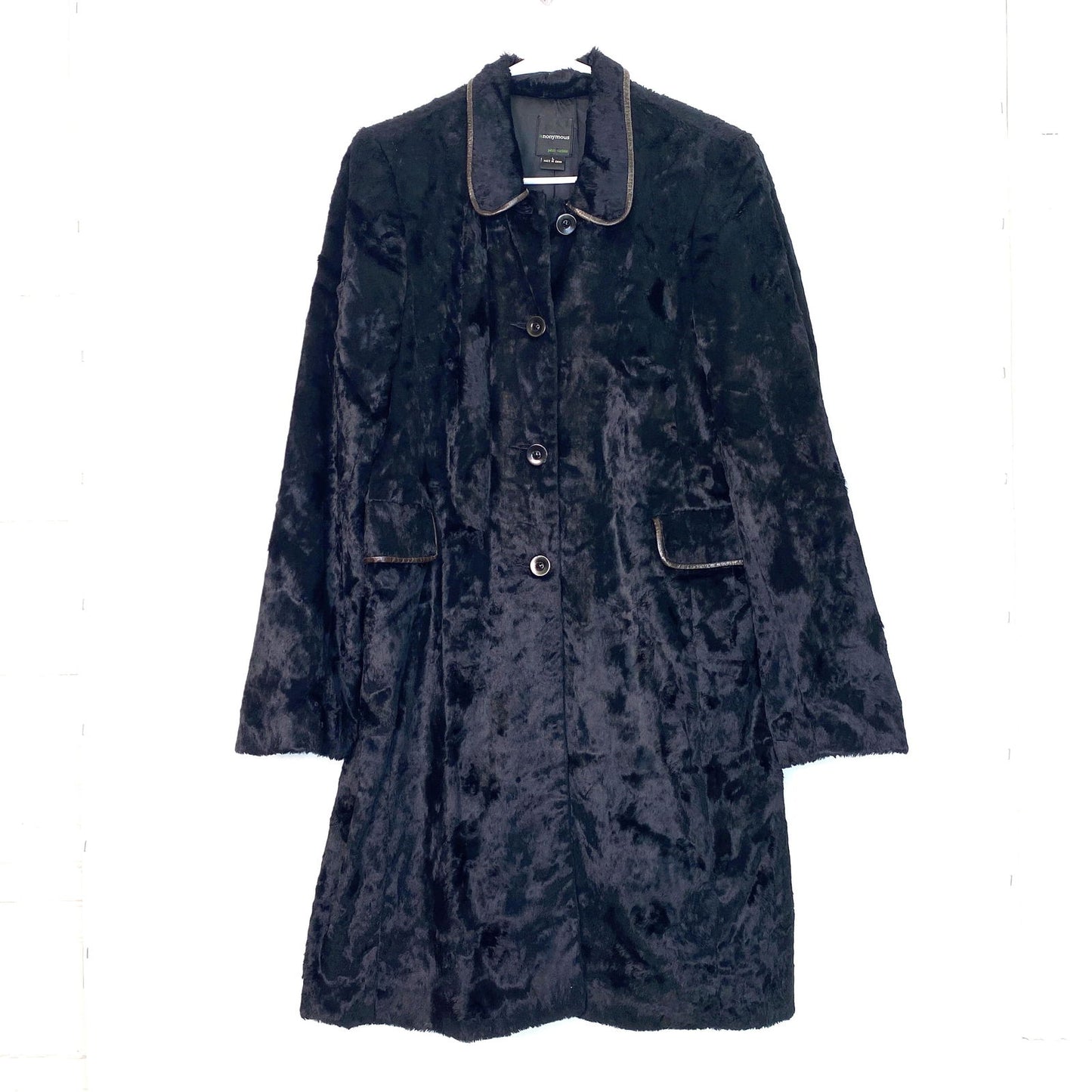 Anonymous John Carlisle Womens Fitted Trench Coat Size L Black Faux Fur Piping - | Buy at Parsimony Shoppes